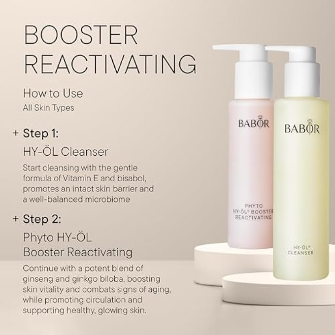 Babor PHYTO HY-OIL BOOSTER REACTIVATING FOR TIRED SKIN, FACIAL CLEANSER FOR USE WITH HY-OIL, WITH WHITE TEA AND GINSENG, VEGAN FORMULA, PHYTOACTIVE REACTIVATING, 1 X 100 ML - Image 2